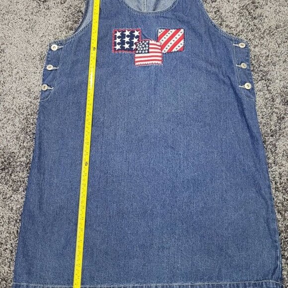 Lindsey Michelle Size L Womans Denim Dress Blue Jean Flag VTG Prairie July 4th - Picture 5 of 8